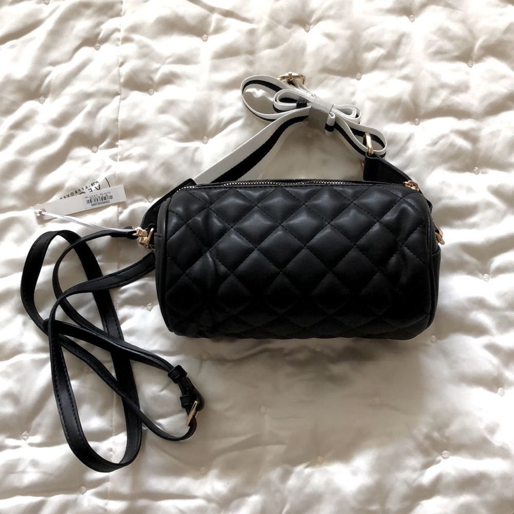 Mali and Lili Black Kaylee Quilted Cylinder Bag